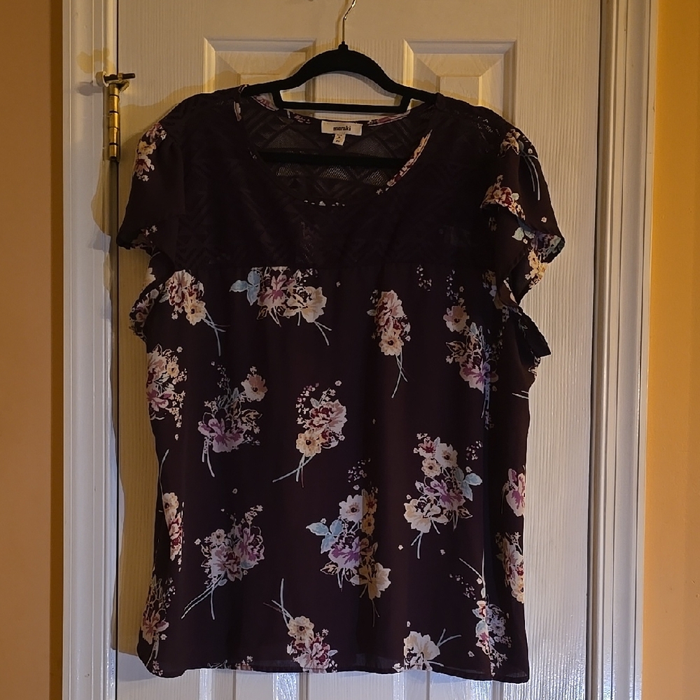 Meraki Purple Floral Blouse